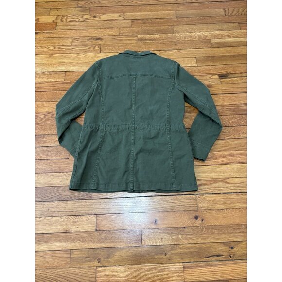 Lucky Brand Womens Utility Jacket Sz Small Army Green Zip Button Stretch Cotton - Picture 6 of 6